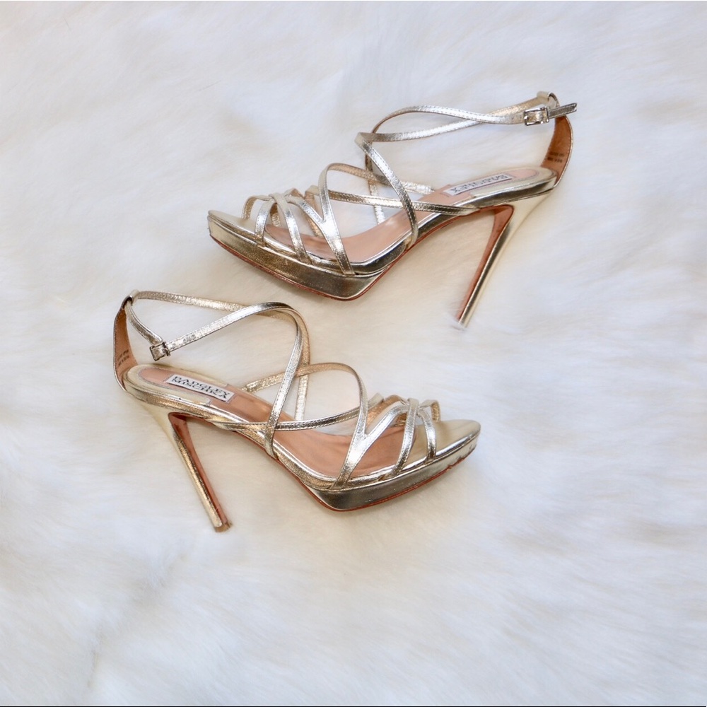 Badgley Mischka Gold Strapy Heels